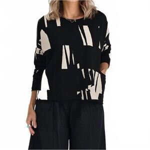 NEW LUUKAA nerina crew neck top in black/ beige